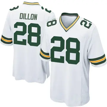 Packers #28 A.J. Dillon Nike Away Limited Jersey 3XL White